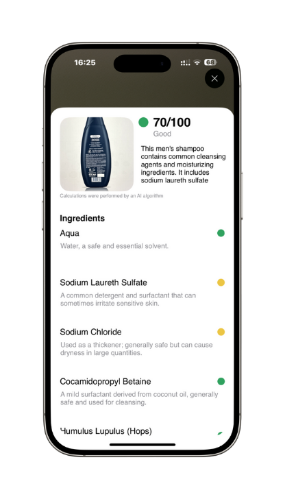 Example of product scanning